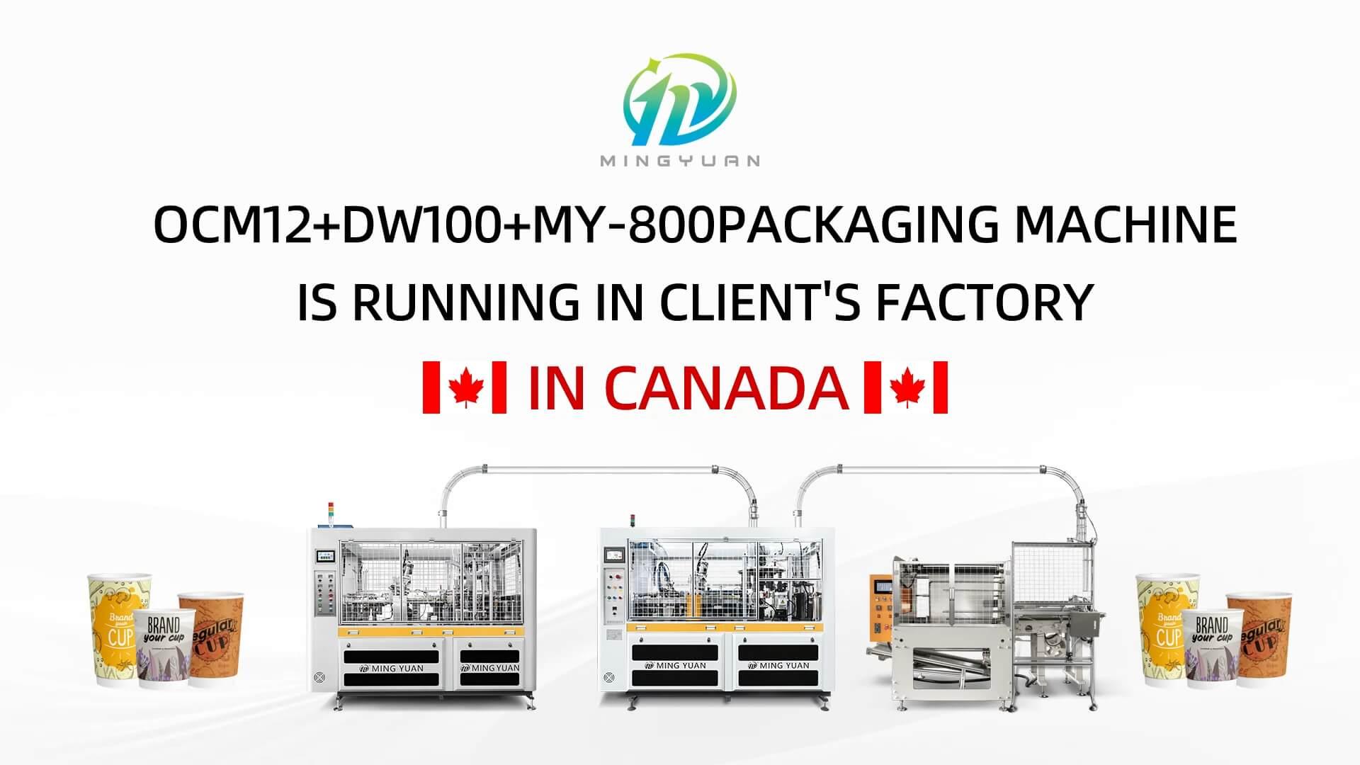 OCM12 intelligent paper cup machine with cup sleeve machine and sling packing machine case in Canada