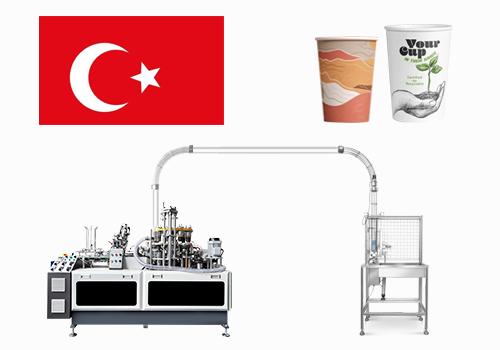 MYC-OCM100 Single wall paper cup machine with collecting station in Turkey