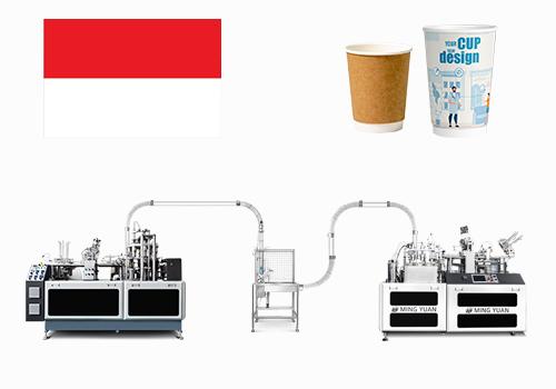 OCM12 simple model ultrasonic paper cup machine with MYC-D cup sleeve machine case in Indonesia