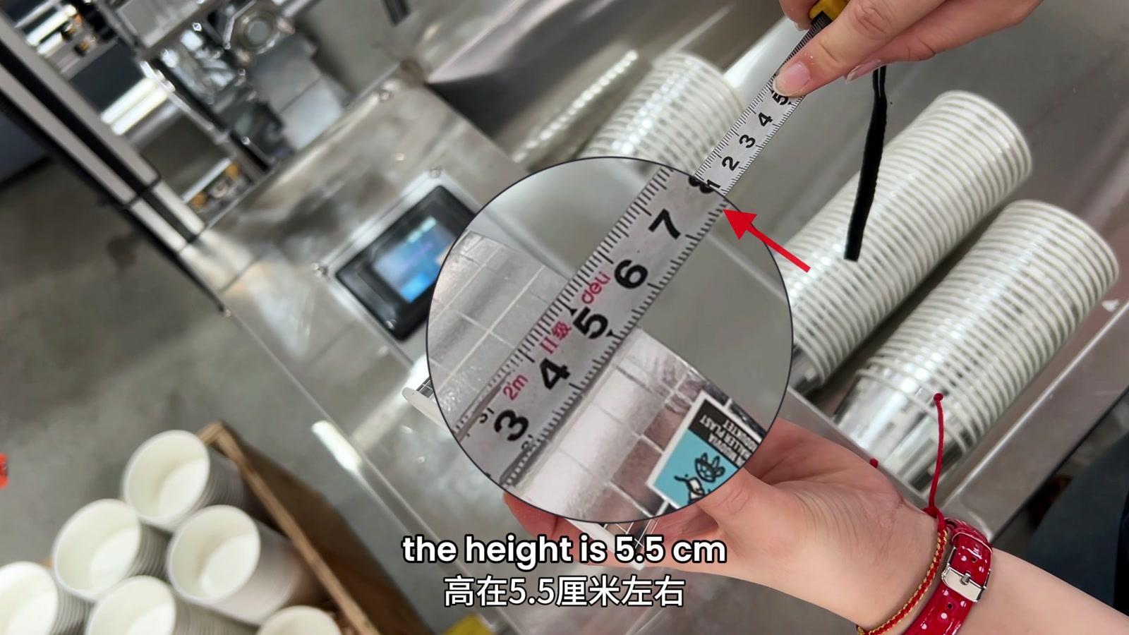 Height check of the customer's finished H55 ice cream cup